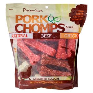 Premium Pork Chomps Assorted Crunchy Bones Dog Chews  Scott Pet